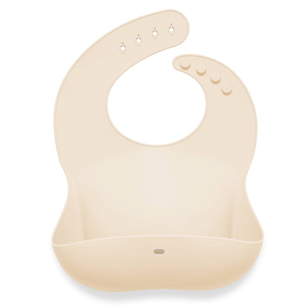Ali+Oli - Silicone Baby Bib Roll Up & Stay Closed - (Sand)