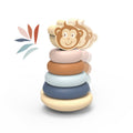 Speedy Monkey - Roly Poly Stacker wooden toy with soft pastel colored stacking rings and a smiling monkey topper, perfect for playful learning and imaginative play.