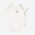 The Blueberry Hill - Onesie Crab Bodysuit Organic Cotton Nautical Ocean Baby in soft cream with a small coral crab detail, crafted for comfort and stylish essentials for little ones & moms.