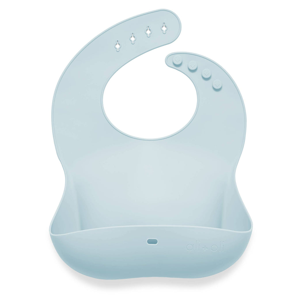 Ali+Oli - Silicone Baby Bib Roll Up & Stay Closed - (Sky)