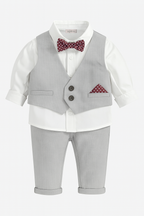 Fennco Styles - Grey & White 4pcs Tuxedo Boy Outfit: 3-4T