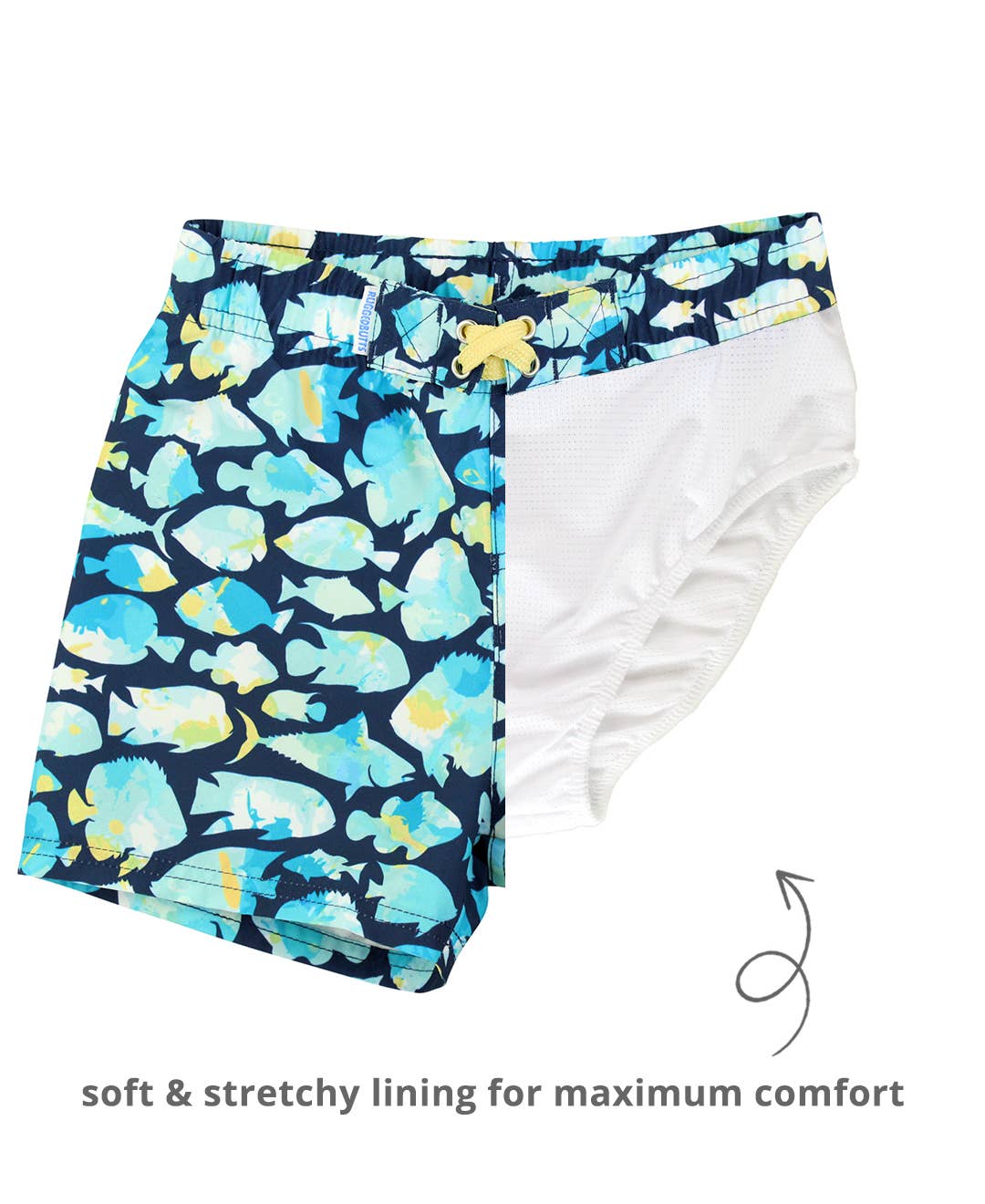 RuffleButts + RuggedButts - Boys Fish Friends Swim Trunks
: Blue / 18-24m