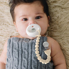 Itzy Ritzy - Sweetie Strap™ Silicone One-Piece Pacifier Clips: Storm Gray Beaded