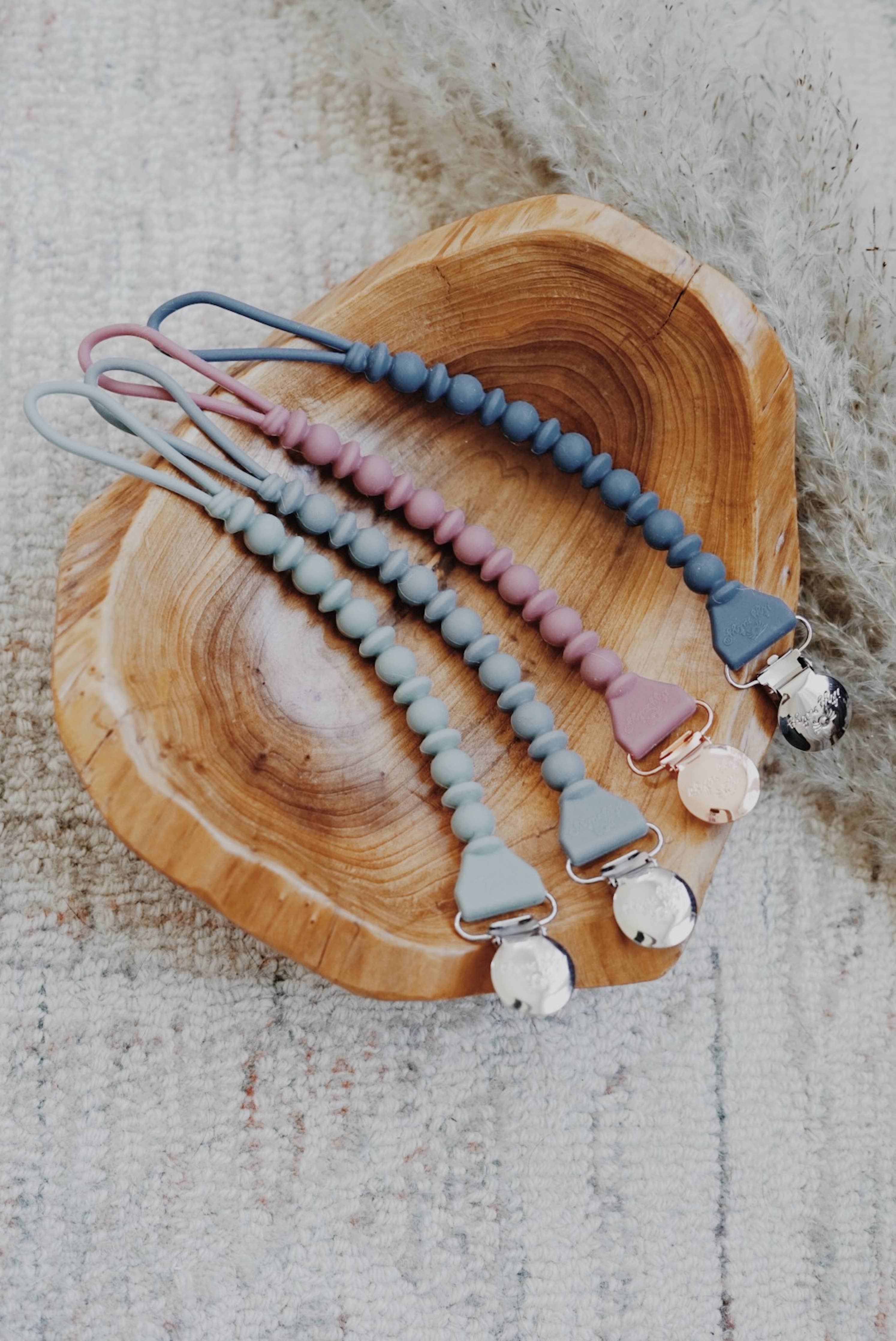 Itzy Ritzy - Sweetie Strap™ Silicone One-Piece Pacifier Clips: Toast