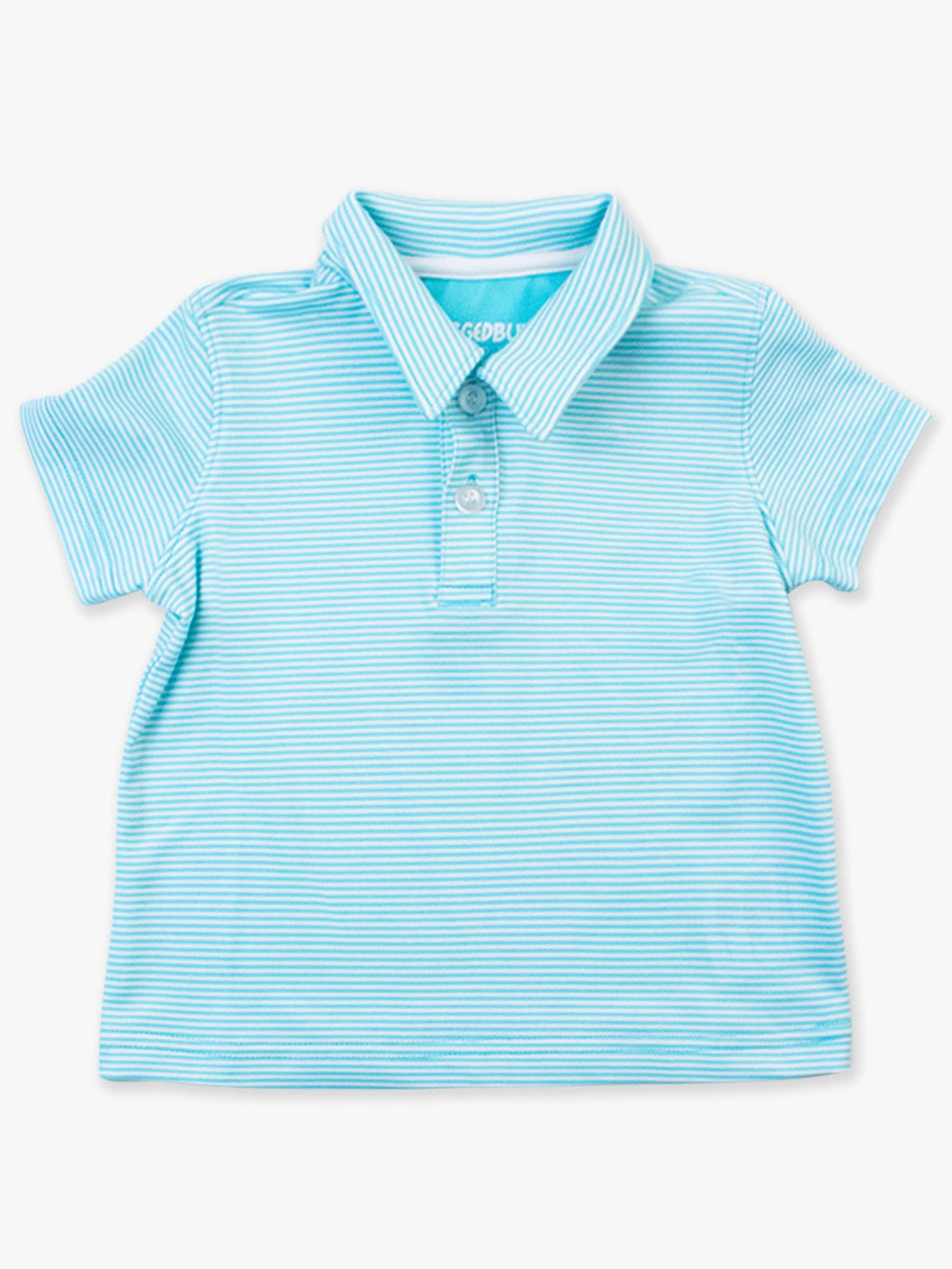RuffleButts + RuggedButts - Boys Bright Aqua Micro Stripe Knit Short Sleeve Performance Polo
: Blue / 3T