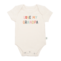 Finn + Emma - Baby graphic organic bodysuit | love my grandpa, soft cream-colored bodysuit with colorful text, made from breathable organic fabric, ideal for cozy baby essentials in a curated children’s boutique.