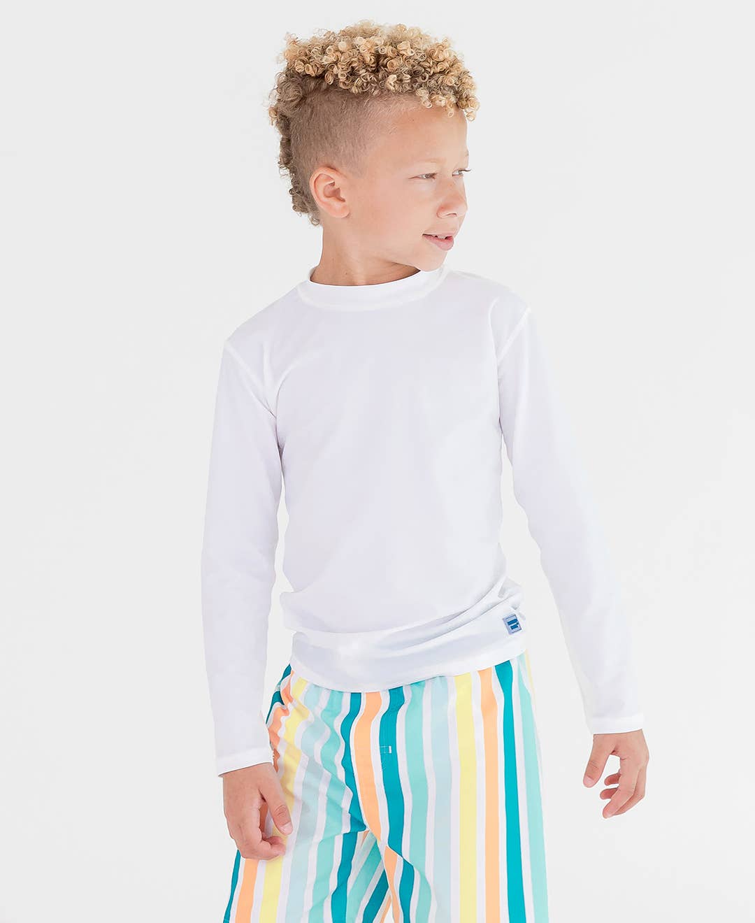 RuffleButts + RuggedButts - Boys White Long Sleeve Rash Guard
: White / 3-6m