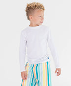 RuffleButts + RuggedButts - Boys White Long Sleeve Rash Guard
: White / 3T