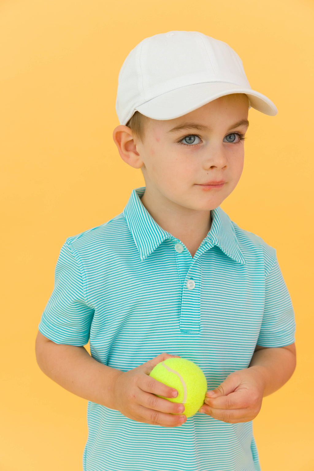 RuffleButts + RuggedButts - Boys Bright Aqua Micro Stripe Knit Short Sleeve Performance Polo
: Blue / 12-18m
