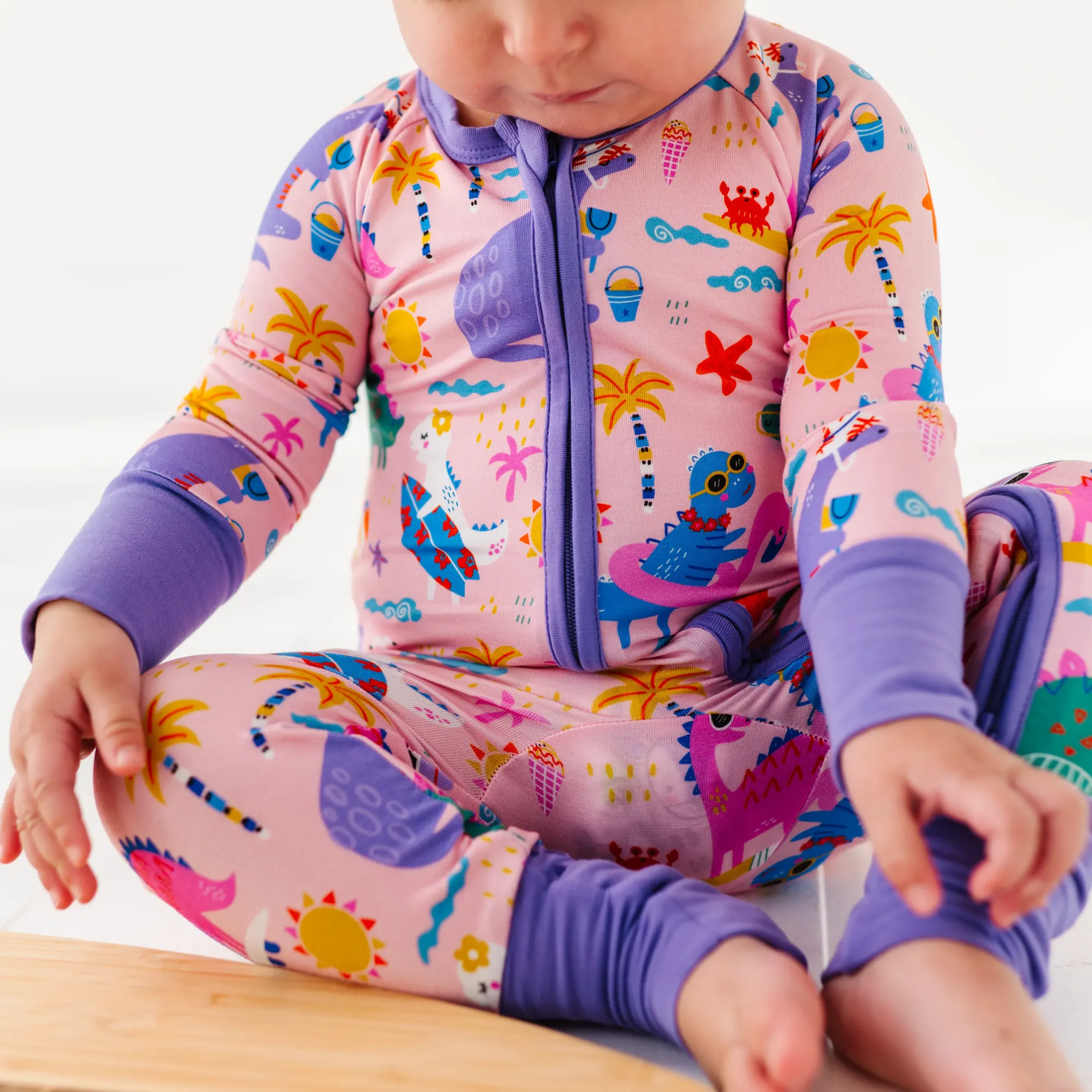 Kiki + Lulu - Pink Dino Convertible Footie: 18-24m