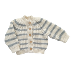 The Blueberry Hill - Rib Knit Stripe Cardigan, Bowie Grey Baby Kid Sweater Basics: S; 12-24m