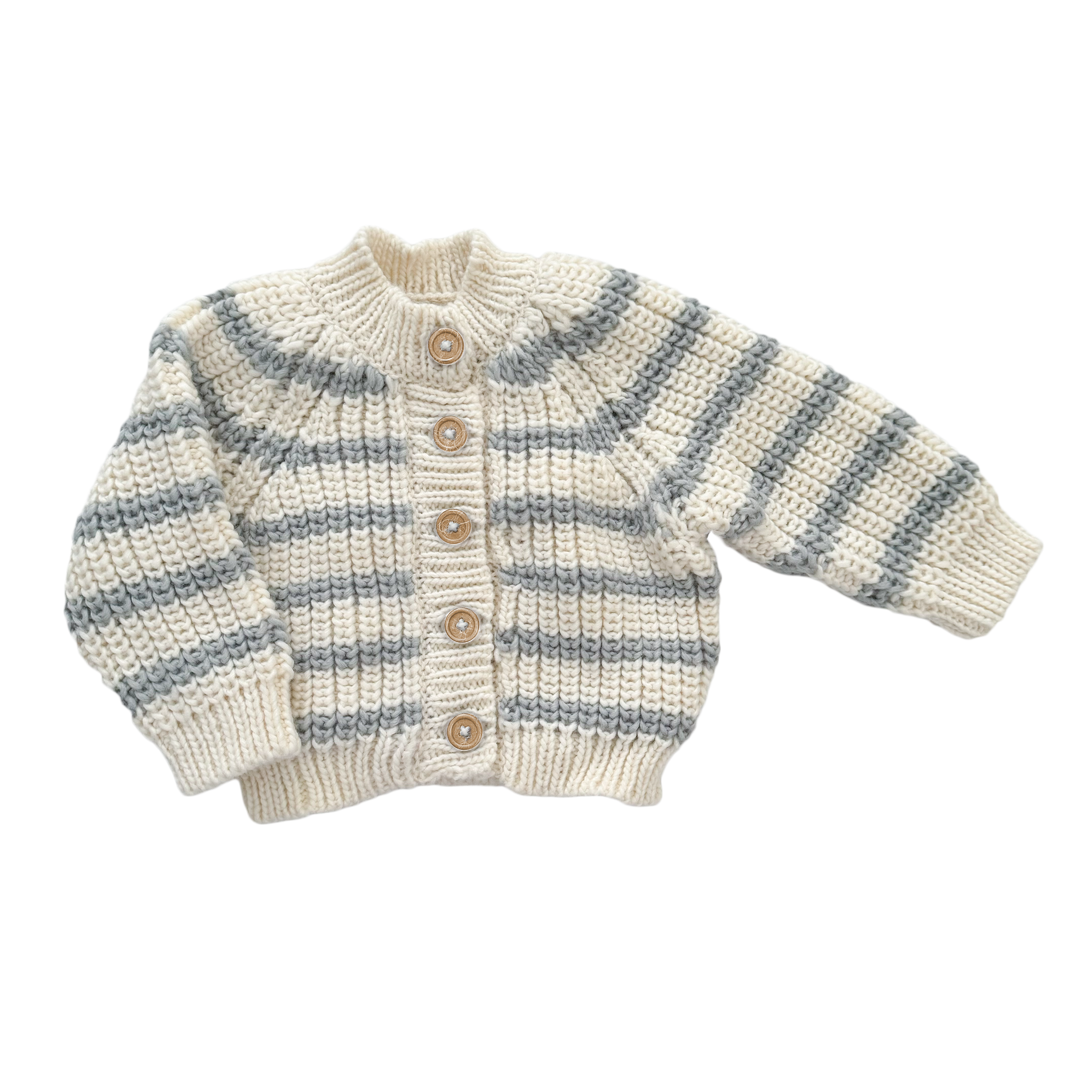 The Blueberry Hill - Rib Knit Stripe Cardigan, Bowie Grey Baby Kid Sweater Basics: S; 12-24m