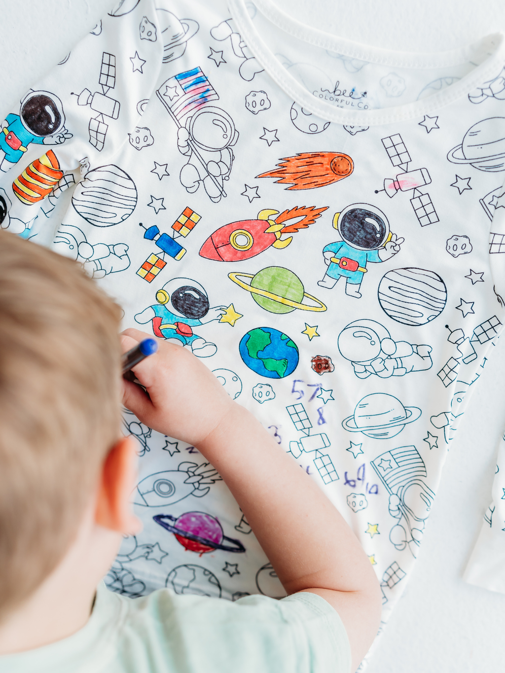 Bee Colorful Co. - Space Coloring Pajamas 2 piece set made from Bamboo: 3T