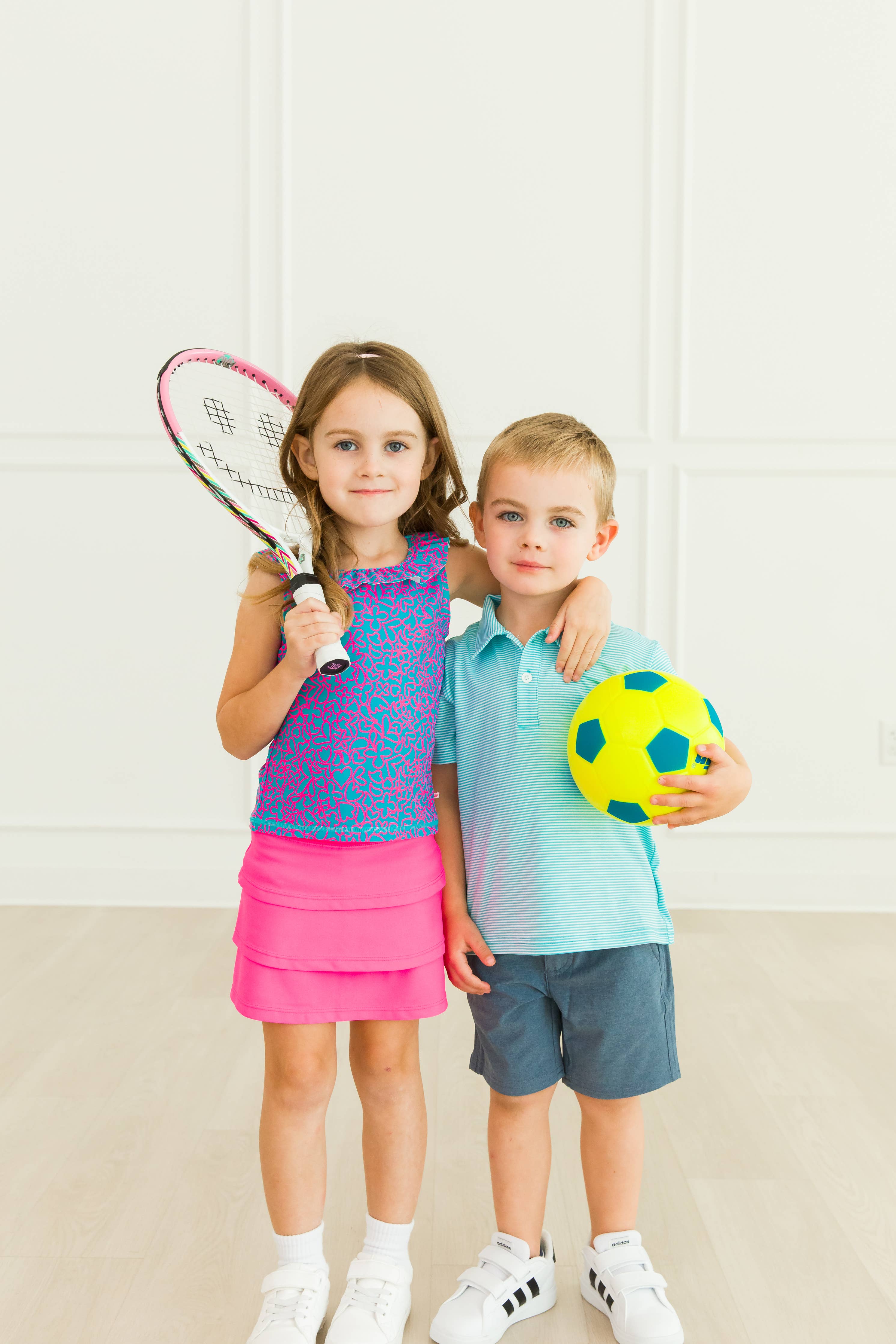 RuffleButts + RuggedButts - Boys Bright Aqua Micro Stripe Knit Short Sleeve Performance Polo
: Blue / 3-6m
