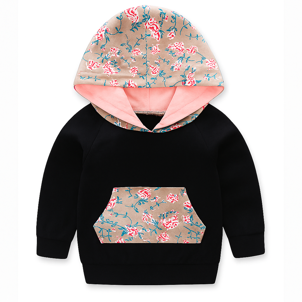 Fennco Styles - Black-Pink Baby Hoodie, Pants & Headband: 12-18m