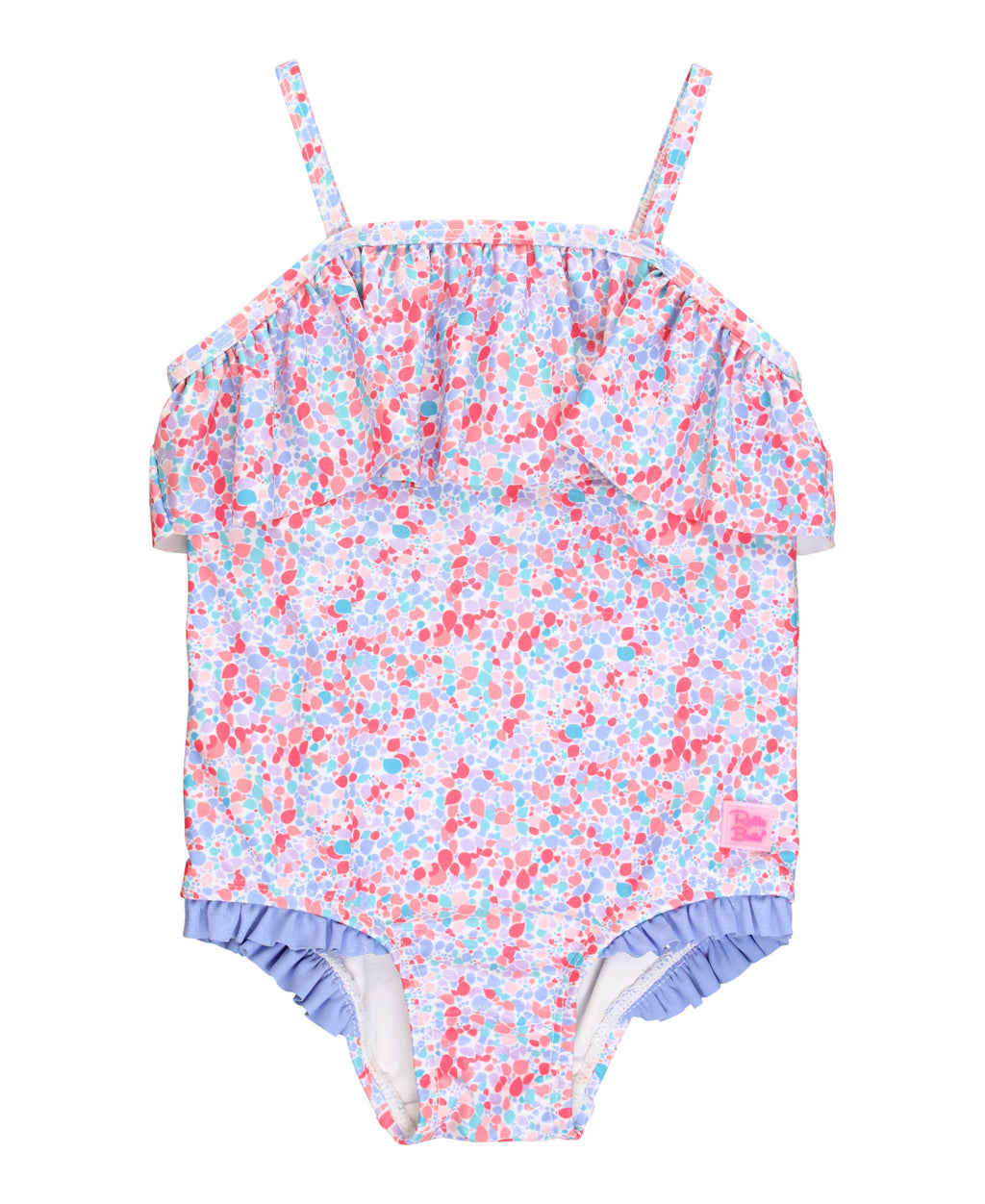 RuffleButts + RuggedButts - Girls Sparkle Shimmer On Single Ruffle One Piece Swimsuit: Blue / 3T