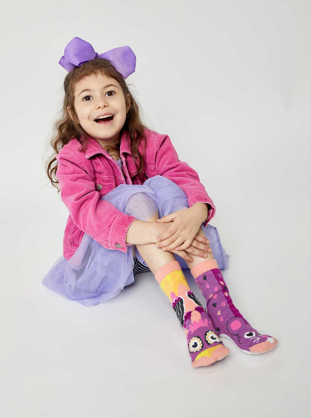 Pals Socks - Owl & Mouse Mismatched Animals Non-Slip Socks for Kids: Ages 1-3