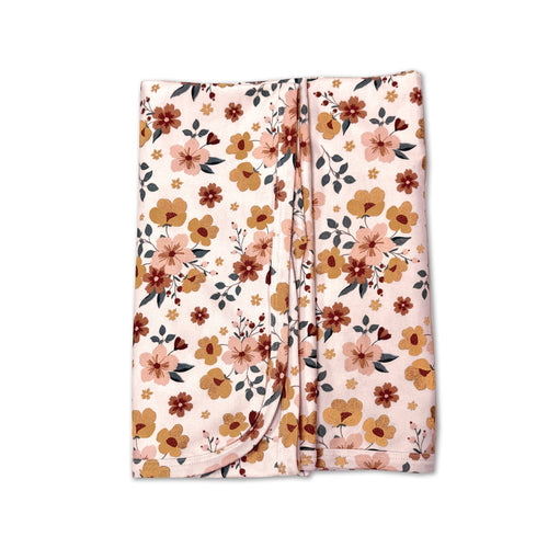 Viverano Organics - Summer Floral Reversible Baby Blanket (Organic Jersey): Natural featuring a soft floral pattern in muted earth tones, perfect for cozy baby essentials and mom life essentials.