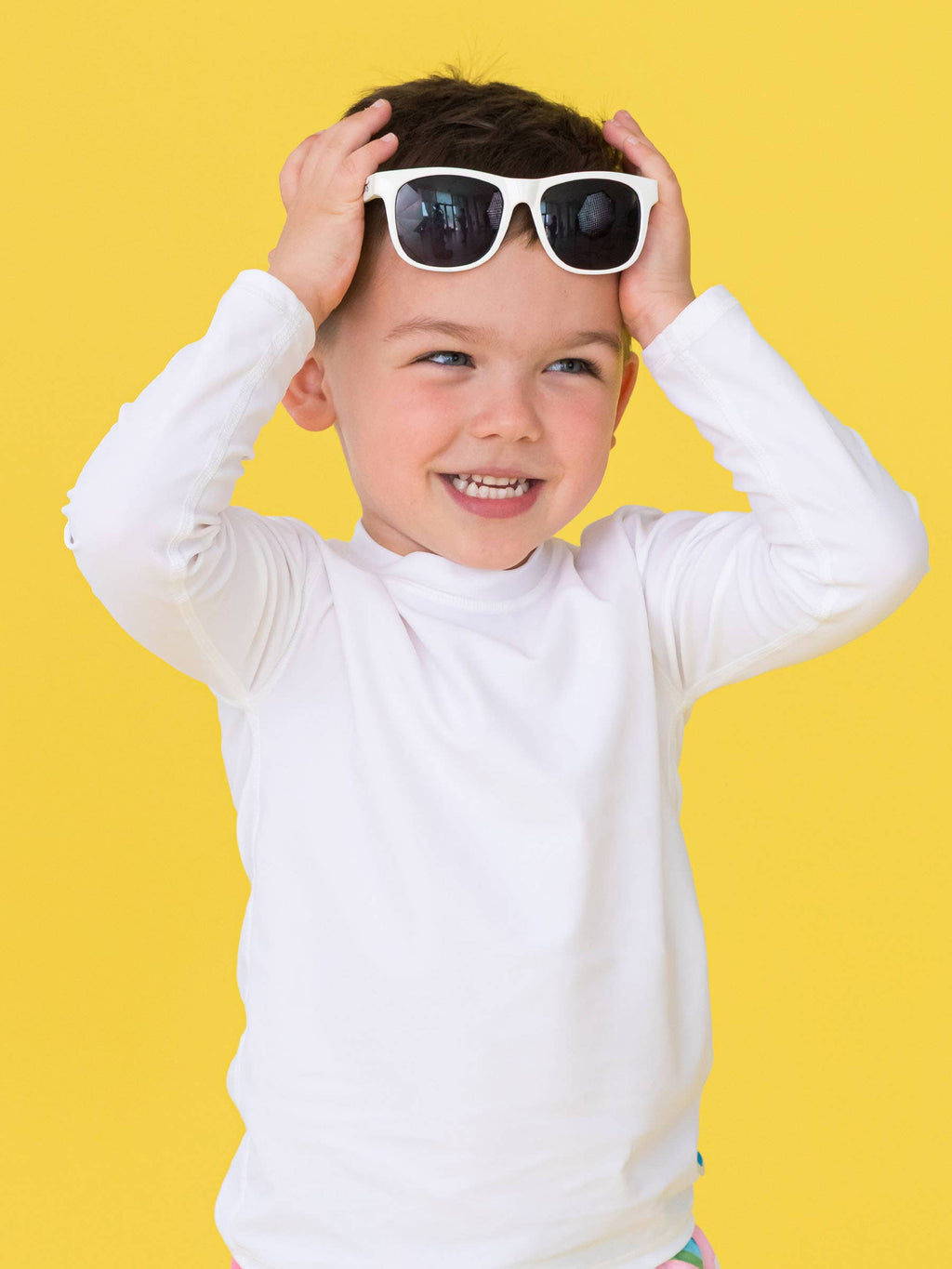 RuffleButts + RuggedButts - Boys White Long Sleeve Rash Guard
: White / 6-12m