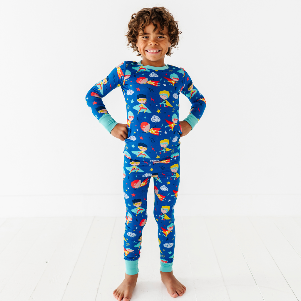 Kiki + Lulu - Cozy & Courageous Superhero Kids Pajamas: 4T