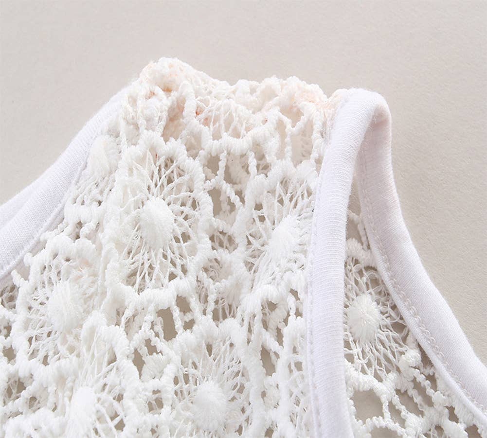 Fennco Styles - Lace Off Shoulder 3/4 Sleeve Blouse & Jeans 2pcs Girl Outfit: 4-5T