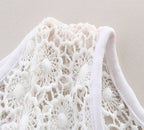 Fennco Styles - Lace Off Shoulder 3/4 Sleeve Blouse & Jeans 2pcs Girl Outfit: 4-5T