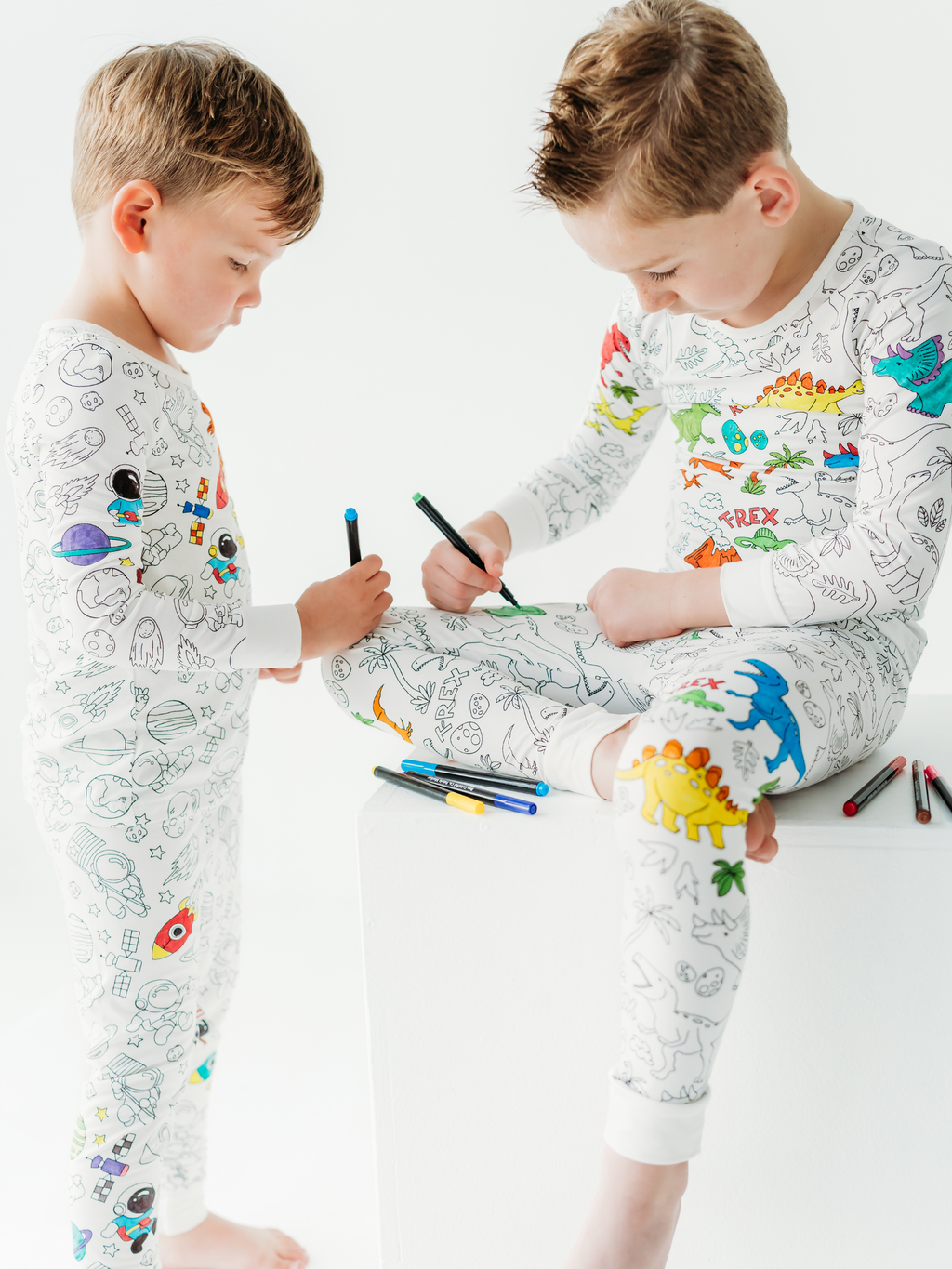 Bee Colorful Co. - Space Coloring Pajamas 2 piece set made from Bamboo: 2T