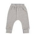 Soft breathable grey pants for infants featuring a comfortable elastic waistband and cuffs, Finn + Emma - Baby cuffed pants | heather organic, ideal for stylish kids clothing and cozy baby essentials.