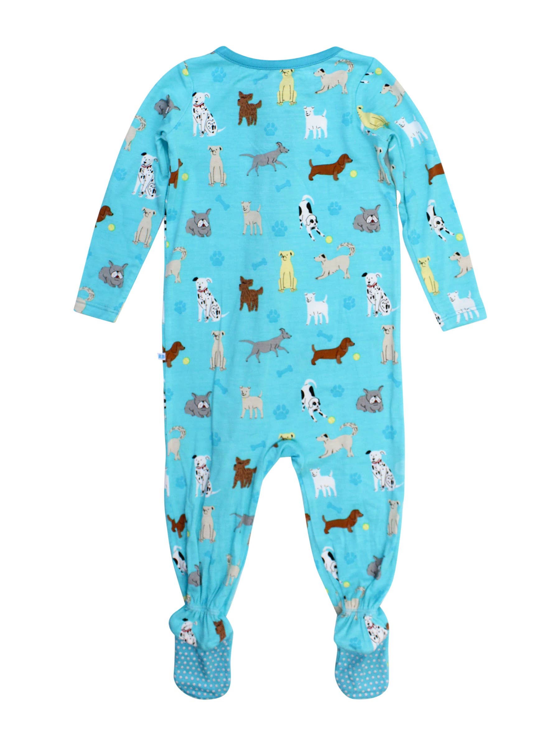 RuffleButts + RuggedButts - SoftSnooze™ Baby Boys Bamboo Viscose Puppy Playtime Footed One Piece Pajama
: Blue / 12-18m