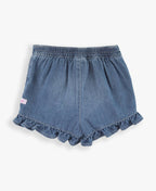 RuffleButts + RuggedButts - Girls Light Wash Ruffled Jean Skort
: Blue / 2T