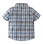 Fennco Styles - Blue Plaid Boy Cotton Button-Down Short-Sleeve Dress Shirt: 110/3-4T