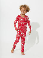 Bellabu Bear - Polar Isle Red Bamboo Kids Christmas Two-Piece Set: 2T