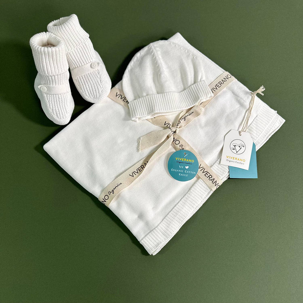 Viverano Organics - Dove White Baby Blanket Sweater Knit (Organic Cotton): Dove White