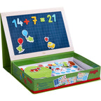 1, 2 Numbers & You Magnetic 158 Piece Game Box featuring colorful magnetic numbers and playful shapes on a green and natural wood frame, perfect for educational play and learning.