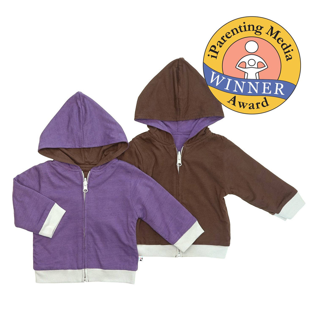 babysoy Inc - Baby & Toddler Duo Colored Hoodie: Eggplant / 12-24m