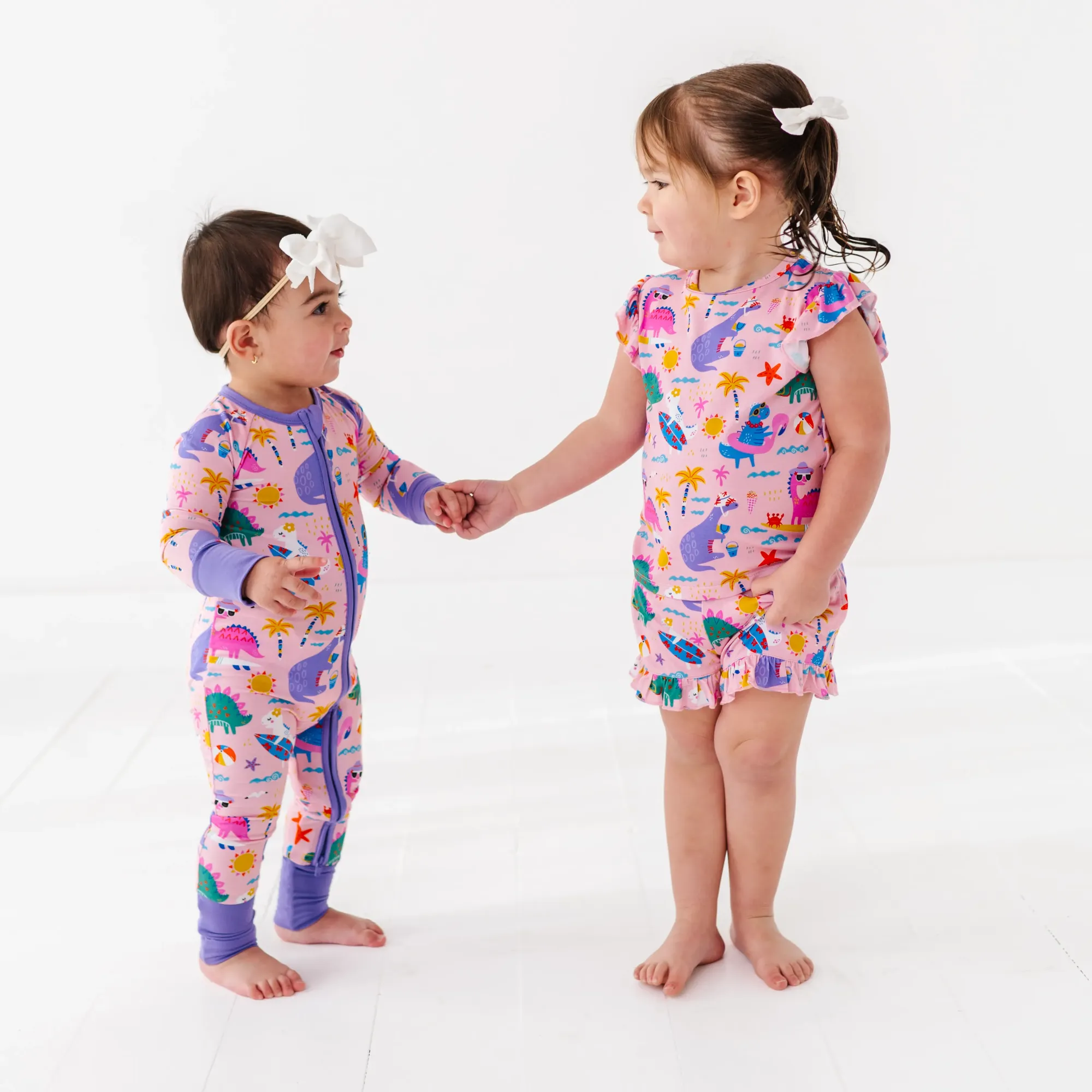 Kiki + Lulu - Pink Dino Convertible Footie: 18-24m