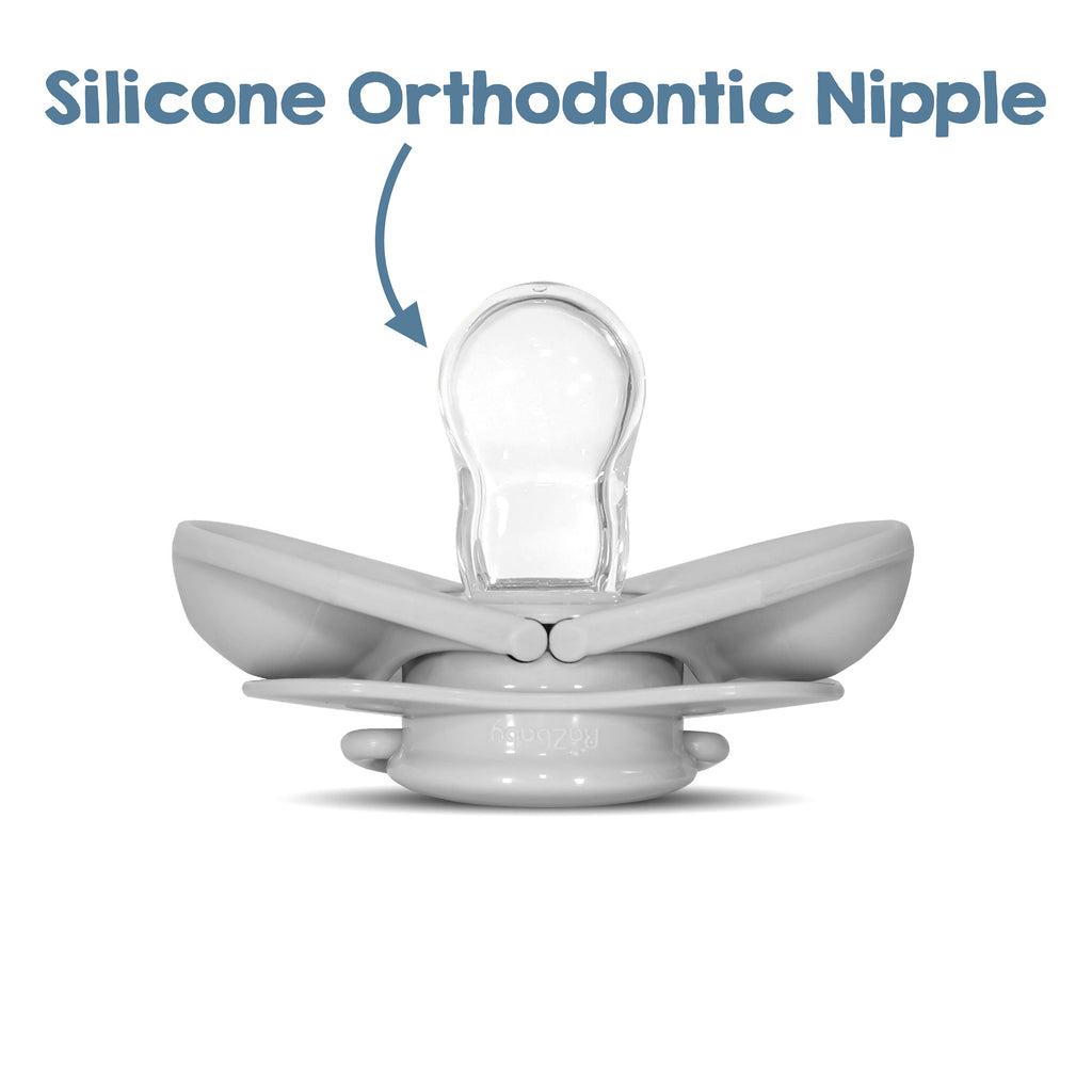 RaZbaby - Keep-it-kleen Pacifier 2PK - Grey & Blue