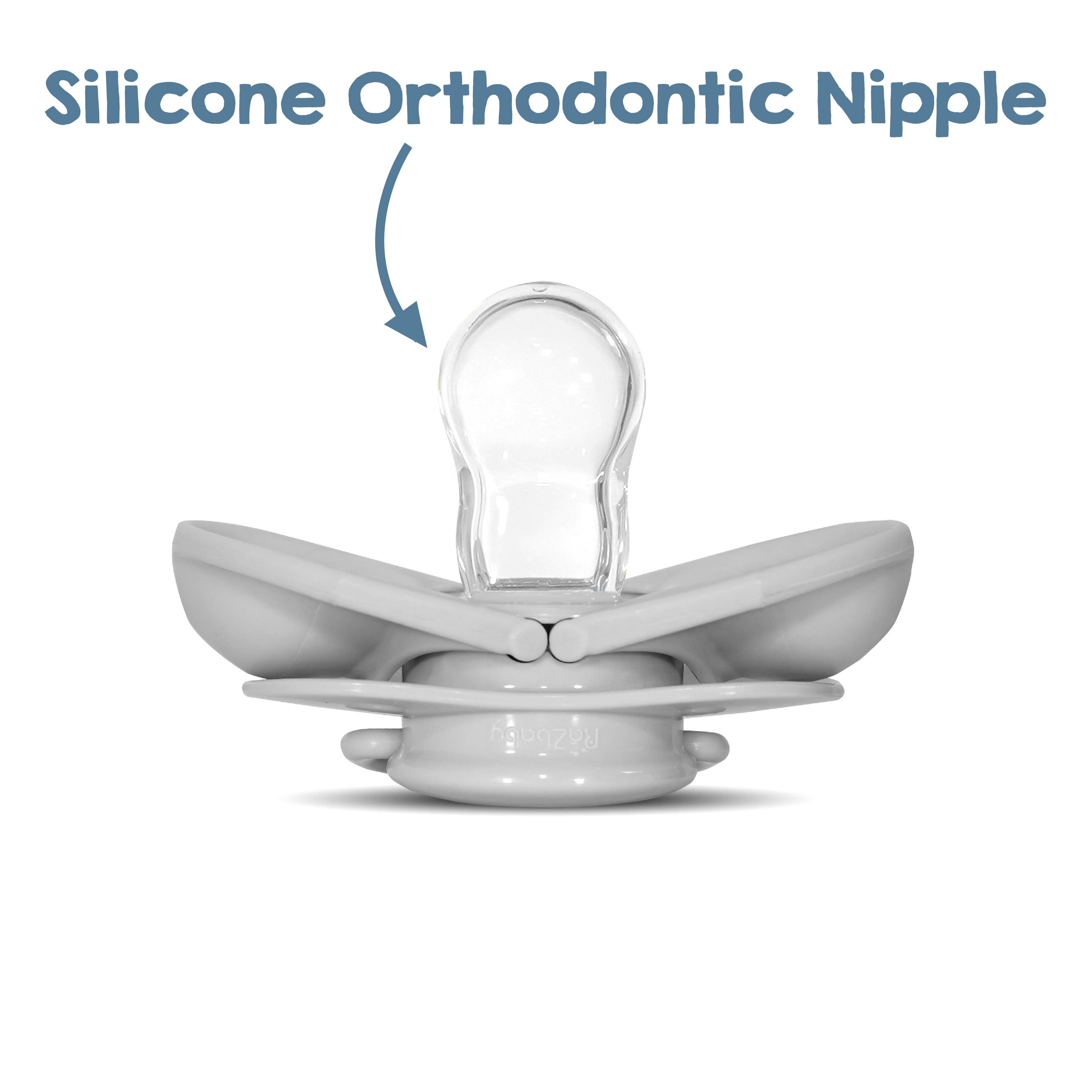 RaZbaby - Keep-it-kleen Pacifier 2PK - Grey & Blue