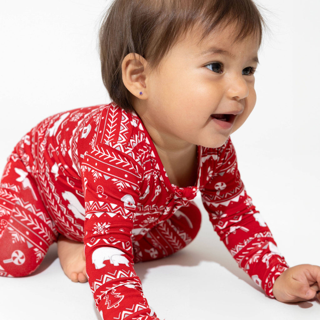 Bellabu Bear - Polar Isle Red Bamboo Christmas Baby Sleepwear: 0-3m