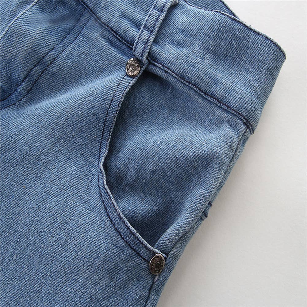 Fennco Styles - Lace Off Shoulder 3/4 Sleeve Blouse & Jeans 2pcs Girl Outfit: 3-4T