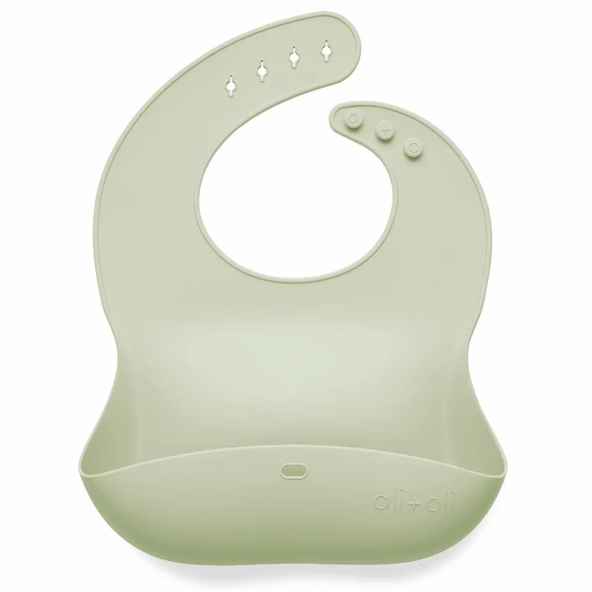 Ali+Oli - Silicone Baby Bib Roll Up & Stay Closed (Light Sage)