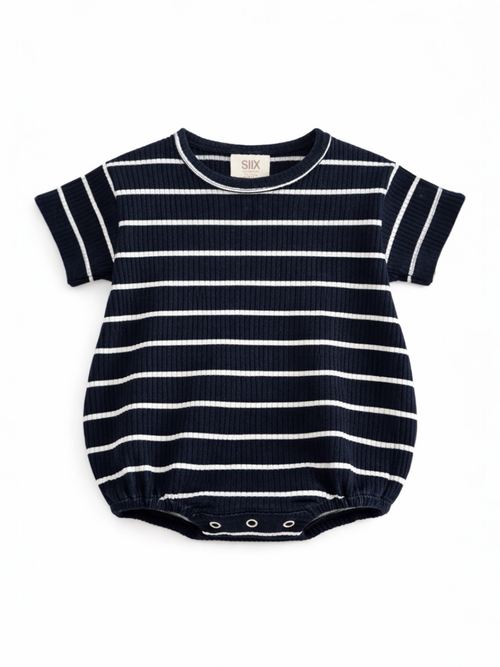 Bubble Ribbed T-Shirt Outfit - Black/White Stripe