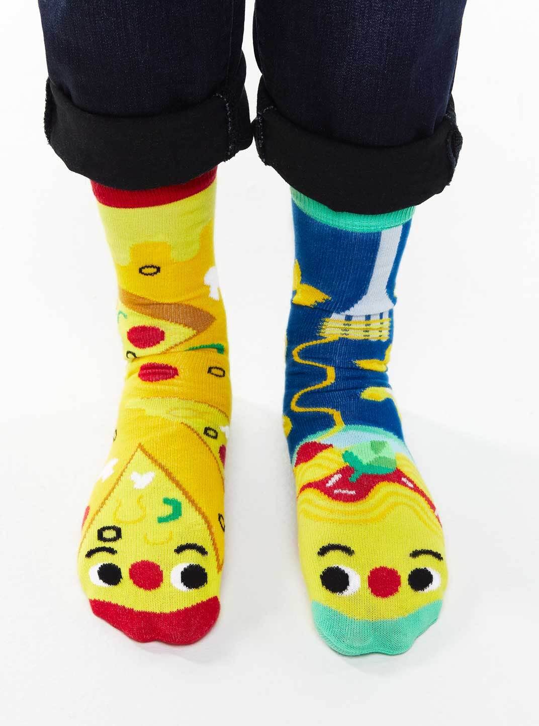 Pals Socks - Pizza & Pasta Mismatched Food Socks: Adults