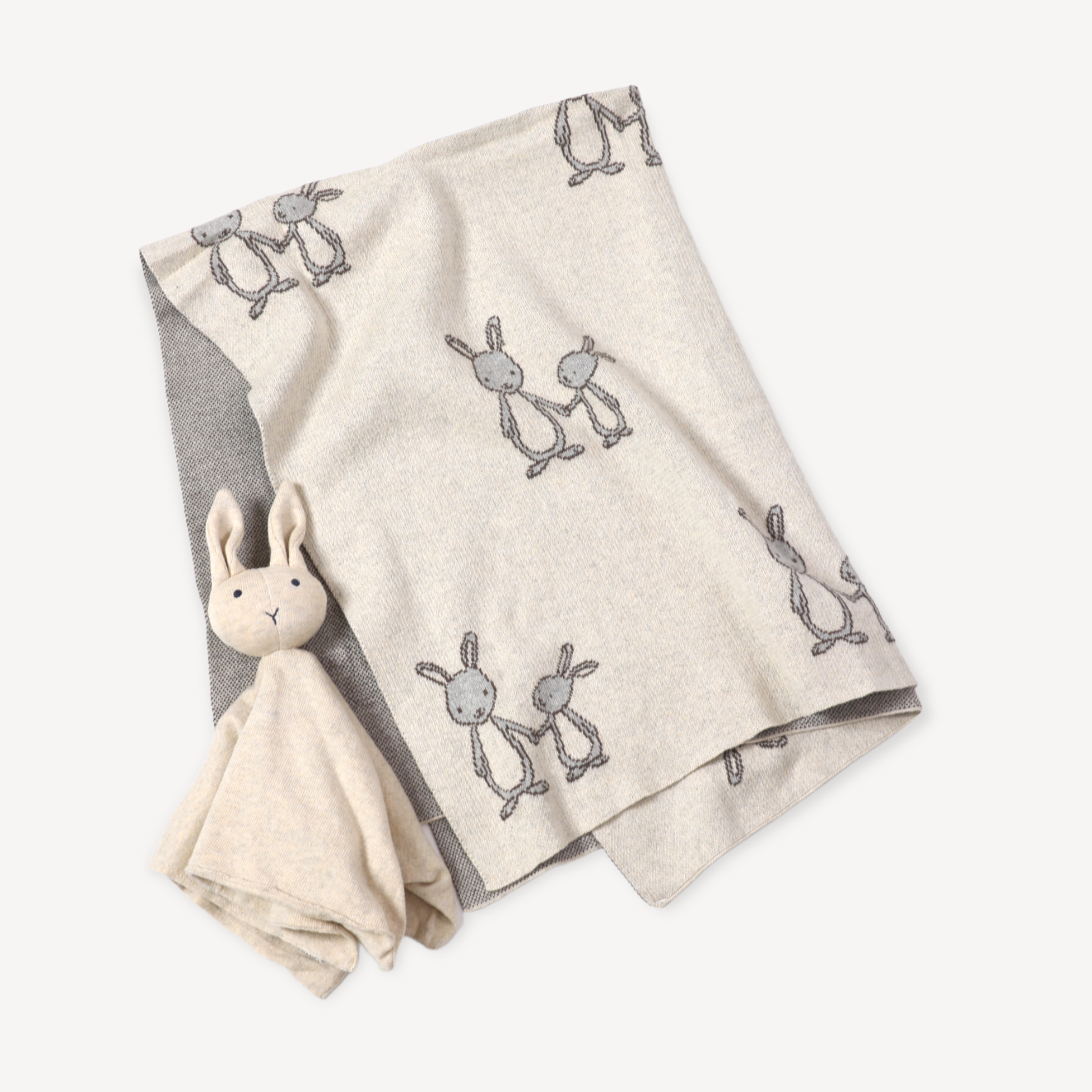 Viverano Organics - Bunny - Organic Cotton Jacquard Sweater Knit Baby Blanket