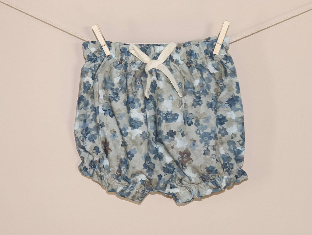 Almond Bud - Forget-Me-Not Floral Dress w/ Puff Sleeves & BLOOMERS |: 2-3T