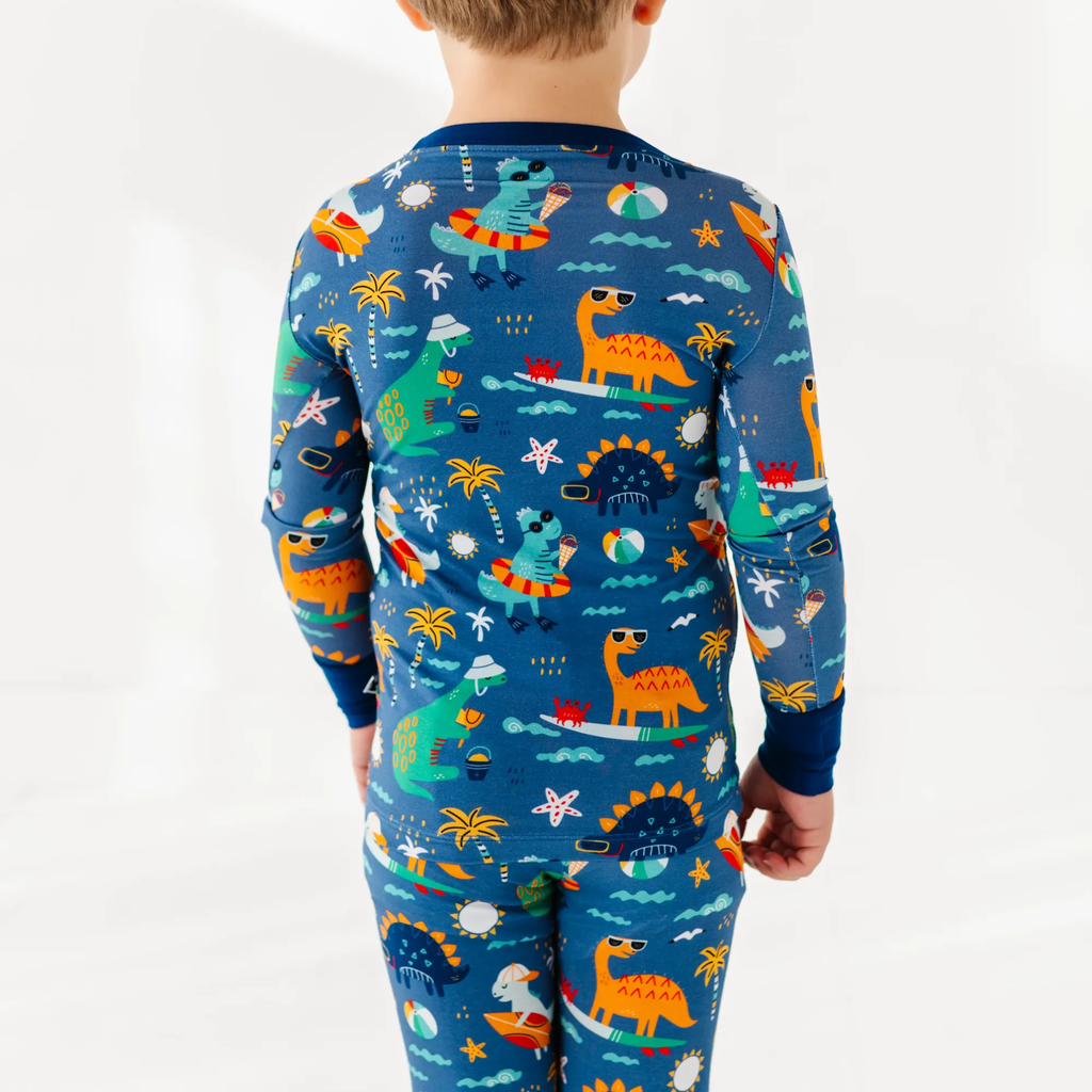 Kiki + Lulu - Blue Dino Kid Pajamas: 3T