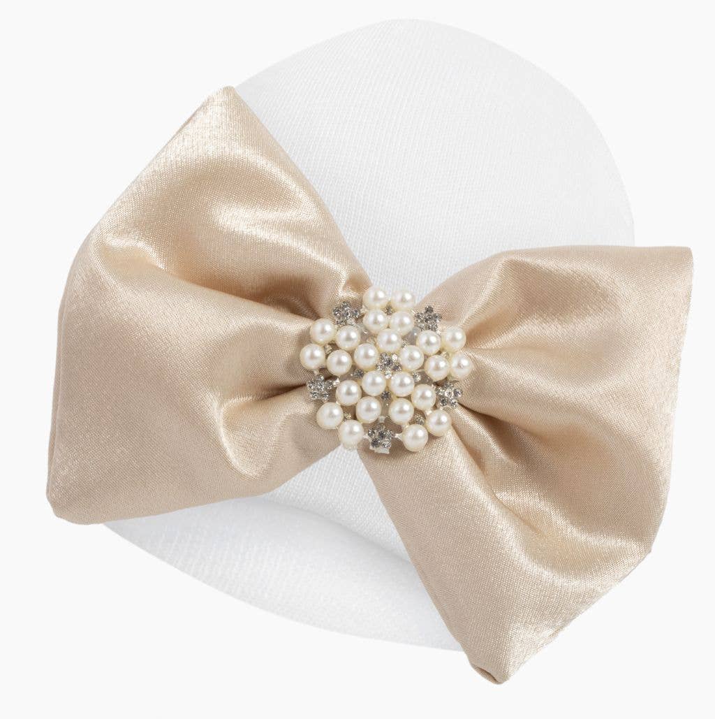 ilybean - GOLDIE Bow Newborn Girl Hospital Hat: 0-3m