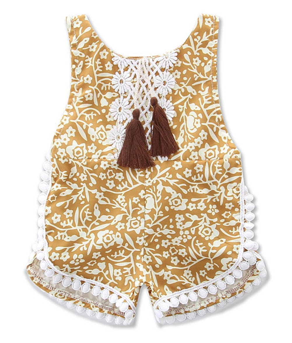 Fennco Styles - Flower Lace Backless Baby Girl Sunsuit Romper : 6-12m