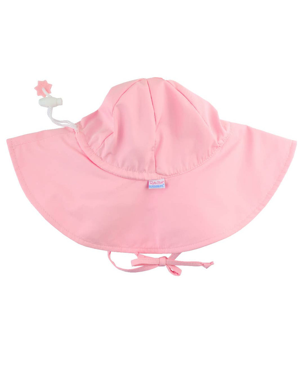 Soft pink wide-brimmed sun hat for toddlers featuring adjustable ties, designed to protect delicate skin with the RuffleButts + RuggedButts - Kids Sun Protective Hat, ideal for stylish kids clothing and mom life essentials.