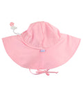 Soft pink wide-brimmed sun hat for toddlers featuring adjustable ties, designed to protect delicate skin with the RuffleButts + RuggedButts - Kids Sun Protective Hat, ideal for stylish kids clothing and mom life essentials.
